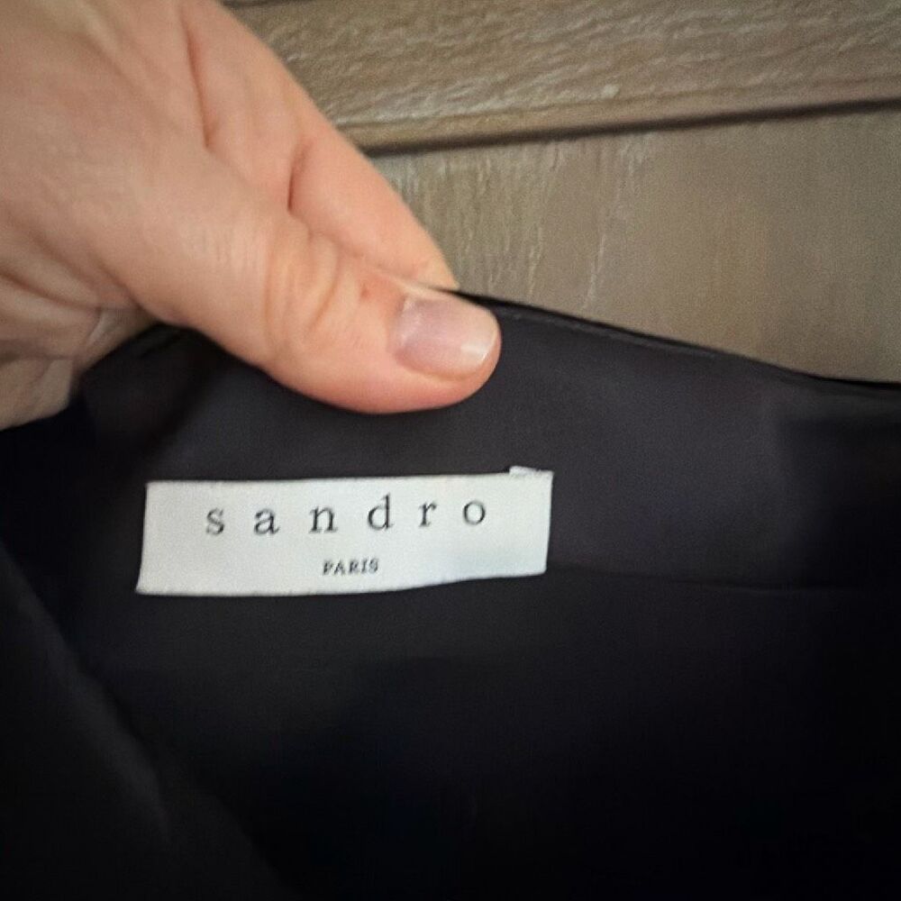 Sandro Velvet Dress Navy size 3 - Picture 8 of 11